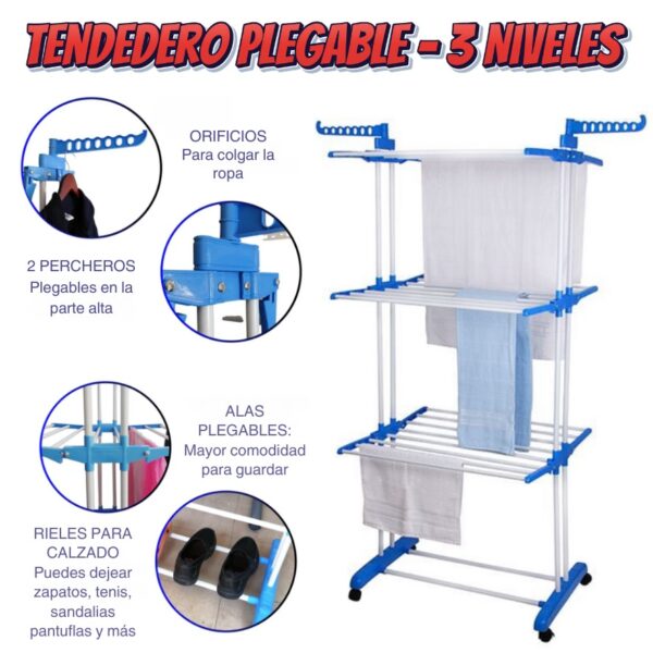 TENDEDERO PLEGABLE  3 NIVELES - Imagen 6
