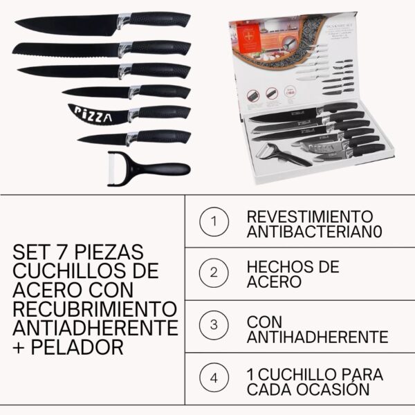 SET DE CUCHILLOS DE COCINA ACERO INOXIDABLE ANTIBACTERIAL 7 PCS - Imagen 5