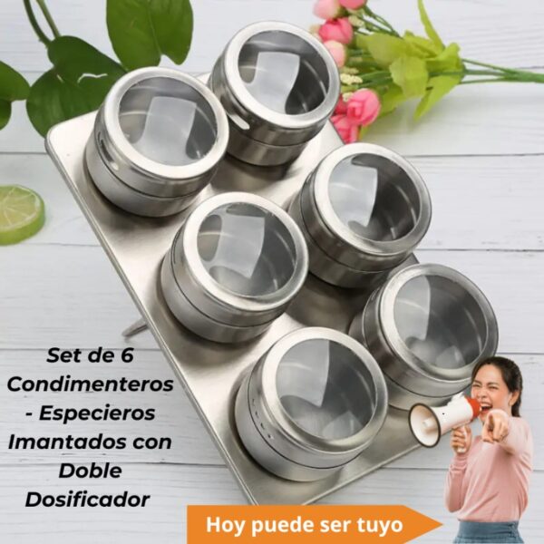 SET DE 6 ESPECIEROS METALICO MAGNETICO - Imagen 7