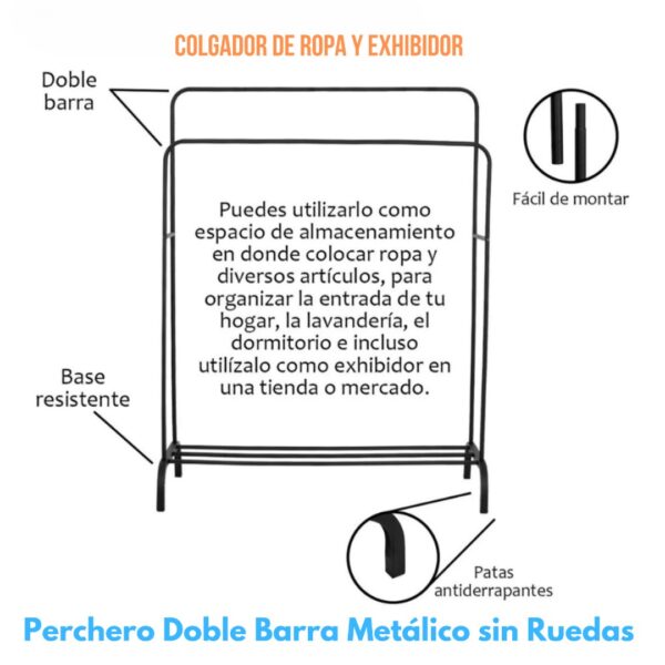 PERCHERO SIN RUEDAS DOBLE - Imagen 4