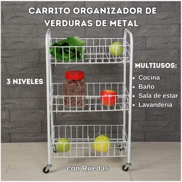 CARRITO ORGANIZADOR DE VERDURAS 3 NIVELES - Imagen 2
