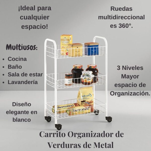 CARRITO ORGANIZADOR DE VERDURAS 3 NIVELES - Imagen 3