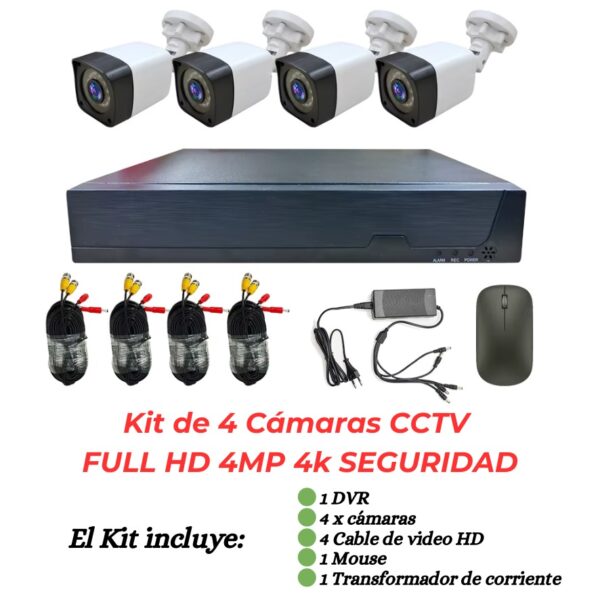 KIT DE 4 CAMARAS DE SEGURIDAD CON DVR - Imagen 3