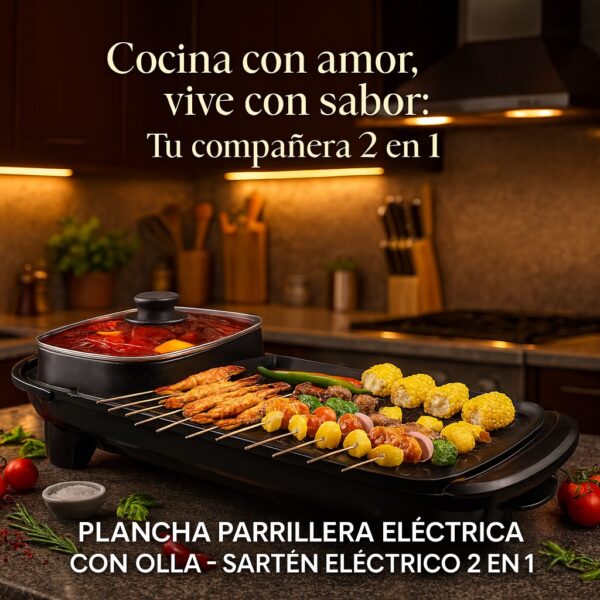 PLANCHA PARRILLERA ELÉCTRICA CON OLLA 2 EN 1 - Imagen 5