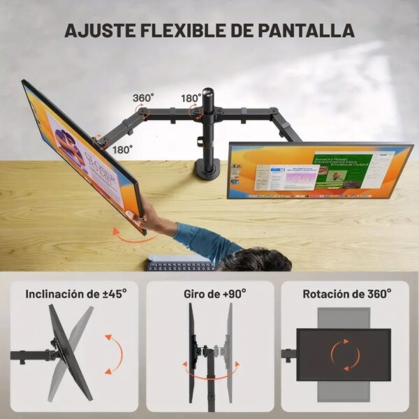 SOPORTE DE MESA PARA MONITOR DOBLE DE 15 " A 33" - Imagen 7