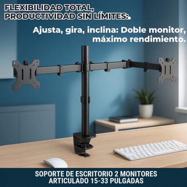 SOPORTE DE MESA PARA MONITOR DOBLE DE 15 " A 33" - Imagen 8
