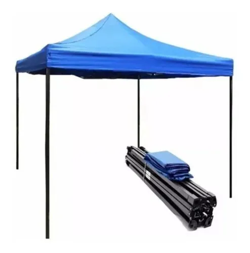 TOLDO PLEGABLE 3X3 EXTRUCTURA Y LONA AZUL UV - Imagen 2