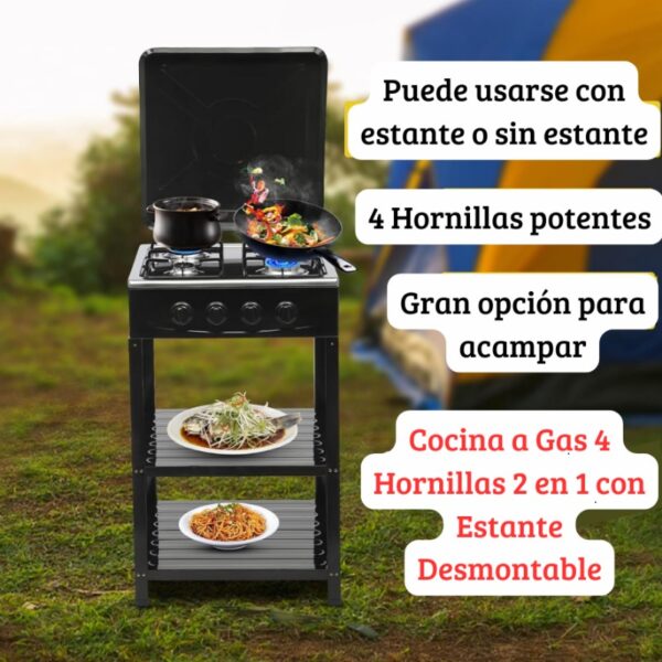 COCINA 4 HORNILLAS CON ESTANTE - Imagen 5