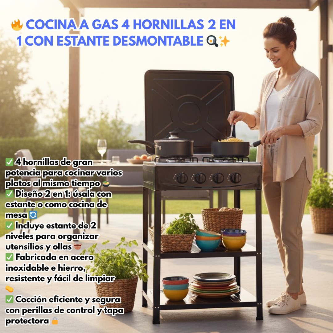 COCINA 4 HORNILLAS CON ESTANTE - Imagen 7