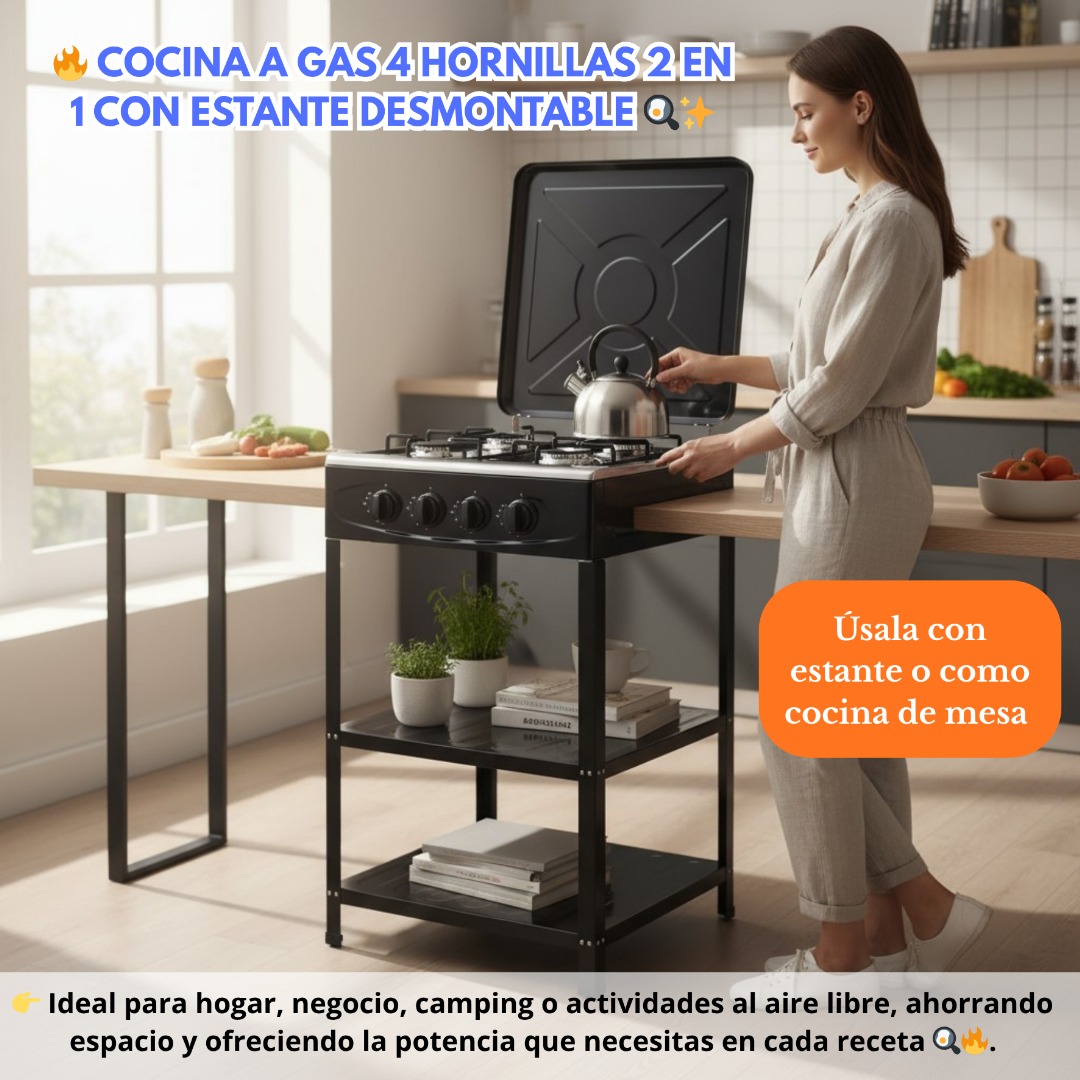 COCINA 4 HORNILLAS CON ESTANTE - Imagen 6