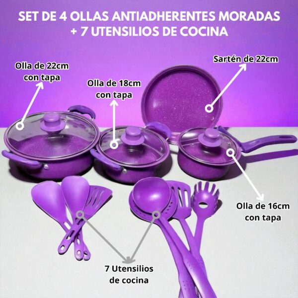 SET OLLAS DE 14 PIEZAS PURPURA - Imagen 6