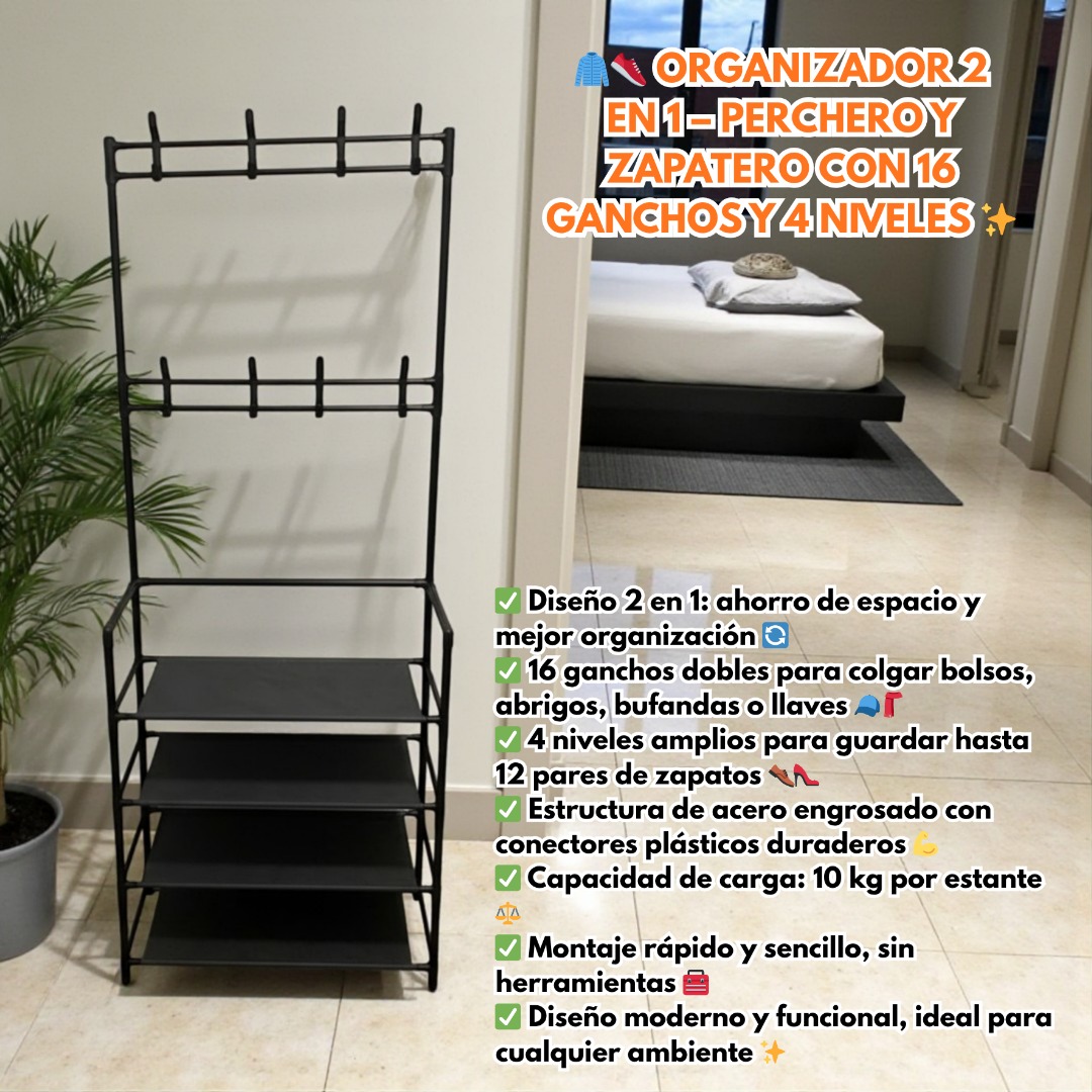 PERCHERO ZAPATERO 4 NIVELES - Imagen 6