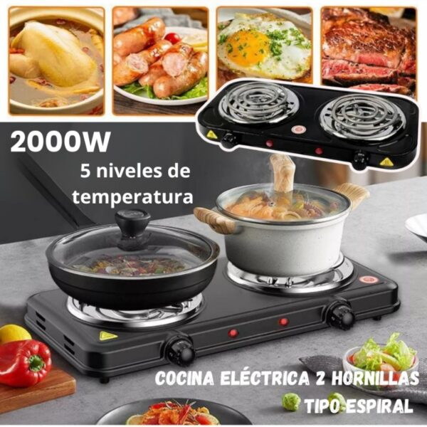 COCINA 2 HORNILLAS ELECTRICA ESPIRAL - Imagen 6