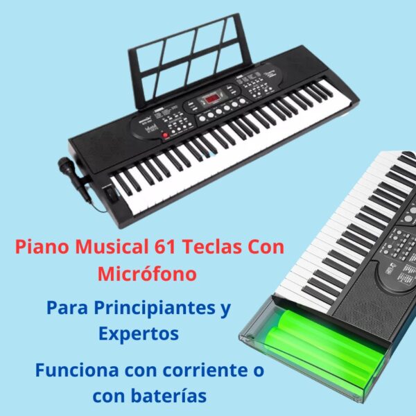PIANO MUSICAL DE 61 TECLAS COLOR NEGRO - Imagen 5