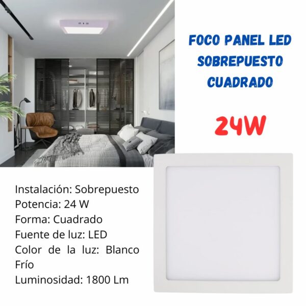FOCO LED SOBREPUESTO CUADRADO DE 24 W - Imagen 3