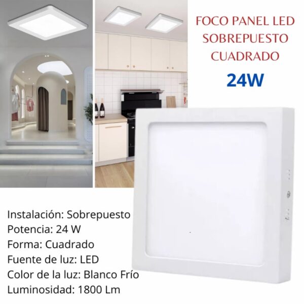 FOCO LED SOBREPUESTO CUADRADO DE 24 W - Imagen 2