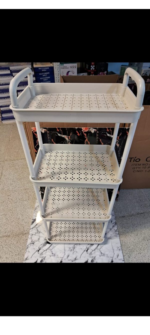 CARRITO PLASTICO 4 NIVELES BANDEJA ANCHA CON ASA