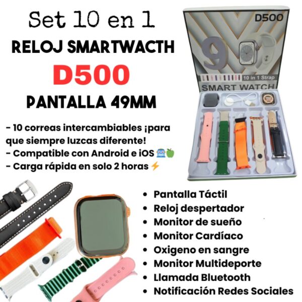 RELOJ SMART WATCH D500 10 EN 1 - Imagen 5