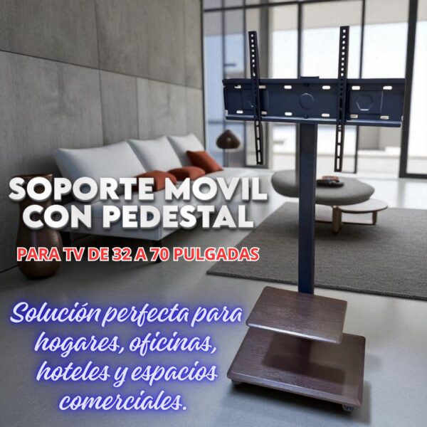 SOPORTE CON PEDESTAL DE MADERA CAFE  32 A 70  ZJ-530 - Imagen 5