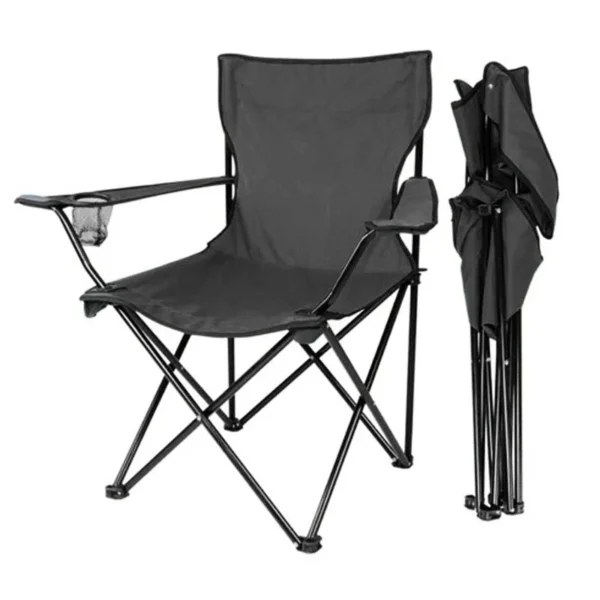 SILLA PLEGABLE PLAYERA, CAMPING/ PORTA VASO NEGRO