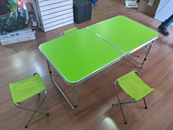 Mesa Plegable Con 4 Sillas Camping 120cm color verde - Imagen 3