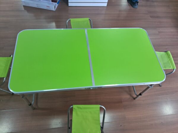 Mesa Plegable Con 4 Sillas Camping 120cm color verde - Imagen 2