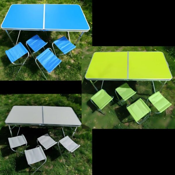 Mesa Plegable Con 4 Sillas Camping 120cm color verde - Imagen 4