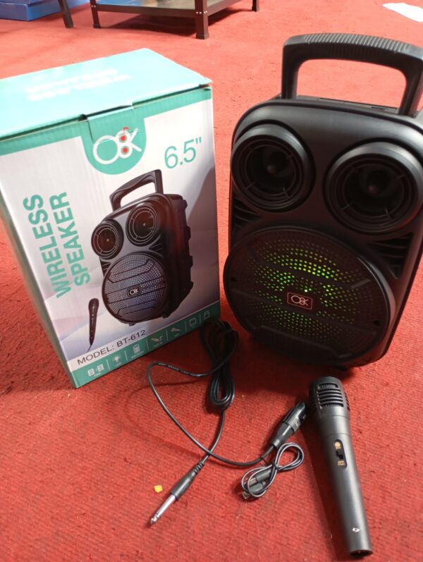 Parlante Inalámbrico 6.5” con Radio FM + Karaoke - Incluye Micrófono