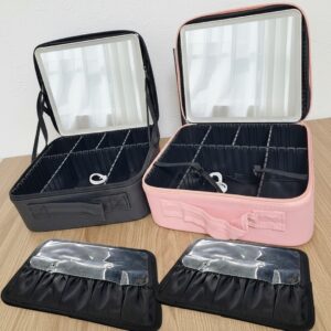 MALETA ORGANIZADORA DE MAQUILLAJE CON ESPEJO LED