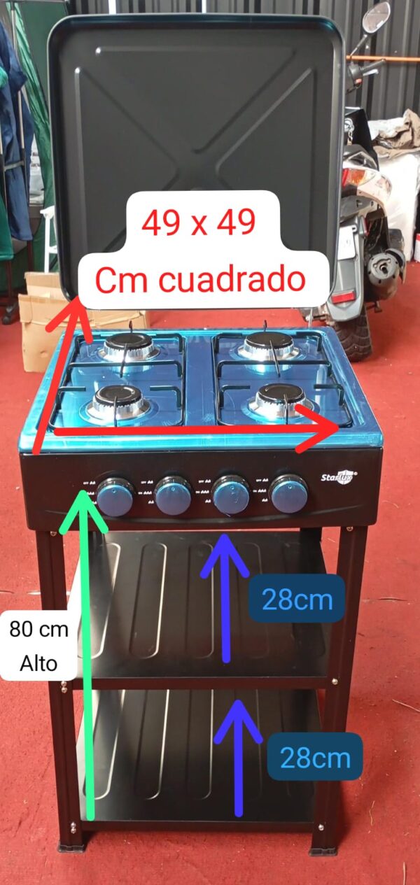 COCINA 4H A GAS CON ESTANTE (ESTARLUX) - Imagen 4