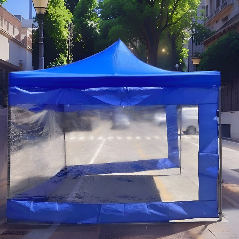 LONA LATERAL 3X3 TRANSPARENTE CON ORILLOS AZUL - Imagen 8