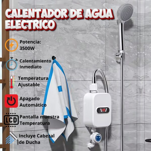 CALENTADOR DE DUCHA PREMIUN ELECTRICO 3500W - Imagen 6
