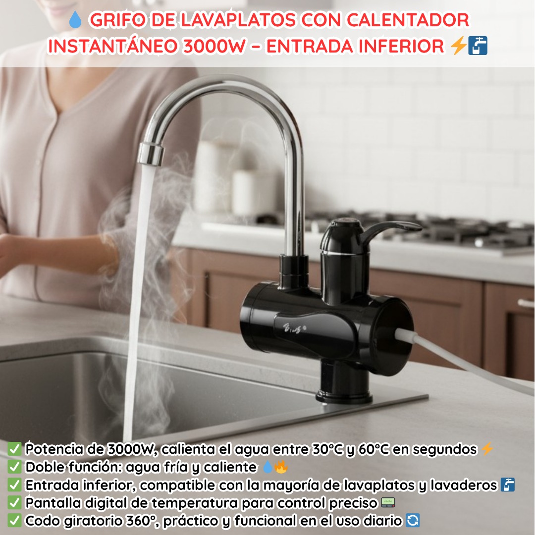 GRIFO DE LAVA PLATOS ELECTRICO 3000W - Imagen 9