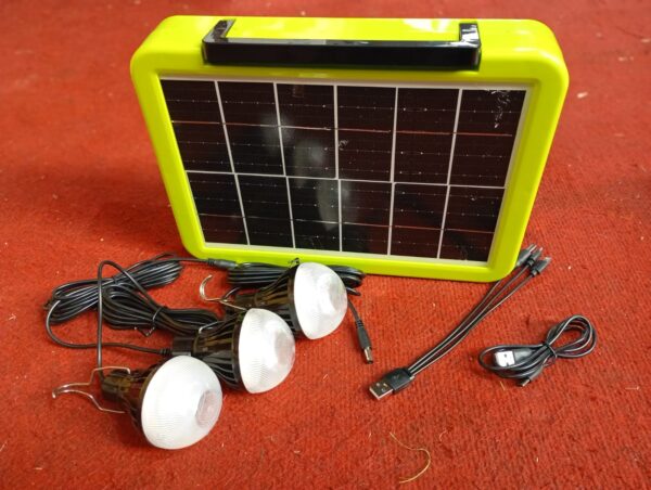 KIT EMERGENCIA + 3 AMPOLLETA Y LINTERNA CON PANEL SOLAR - Imagen 5