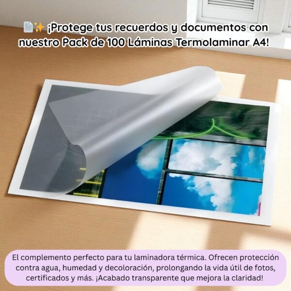 PACK DE 100 HOJAS PARA TERMO LAMINADORA - Imagen 2