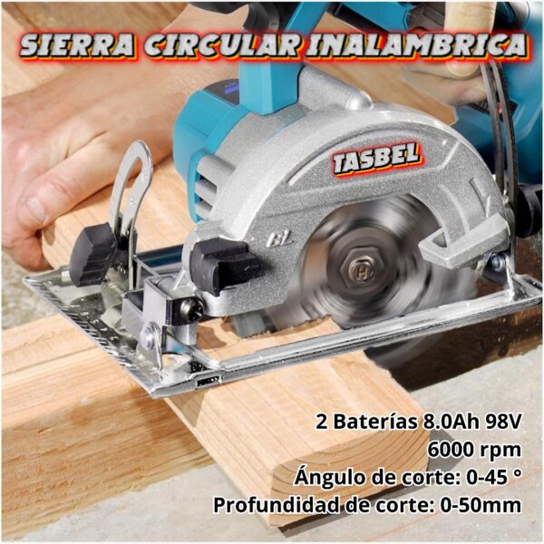 SIERRA CIRCULAR INALAMBRICA 2 BATERIAS 98V (TASBEL) - Imagen 7