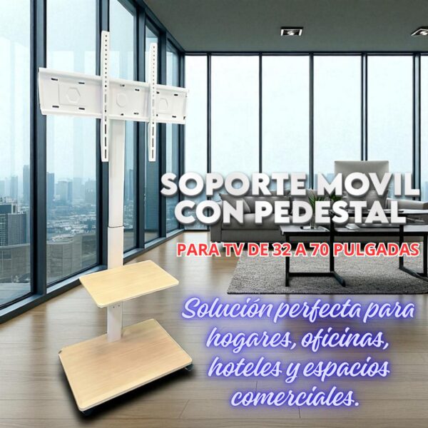 SOPORTE 32 A 70 CON PEDESTAL MADERA BLANCO  ZJ-530 - Imagen 3