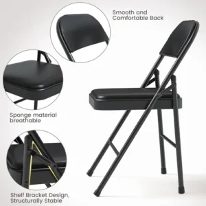 SILLA PLEGABLE METALICA, CON ASIENTO Y RESPALDO ACOLCHADO