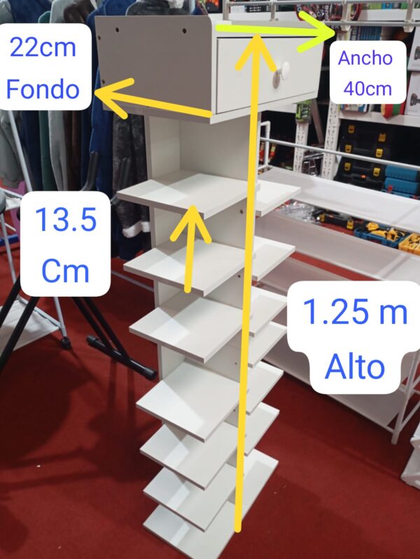 ORGANIZADOR 7 NIVELES CON CAJON MADERA (1.25M ALTO X 40CM ANCHO) - Imagen 4