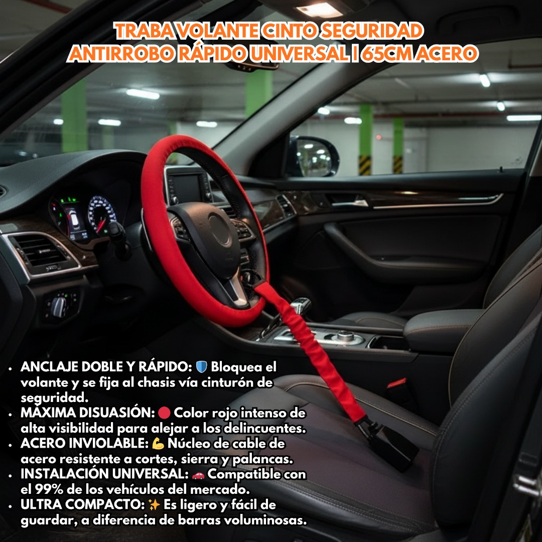 TRABA VOLANTE PARA AUTO CONEXIÓN AL CINTURÓN DE SEGURIDAD