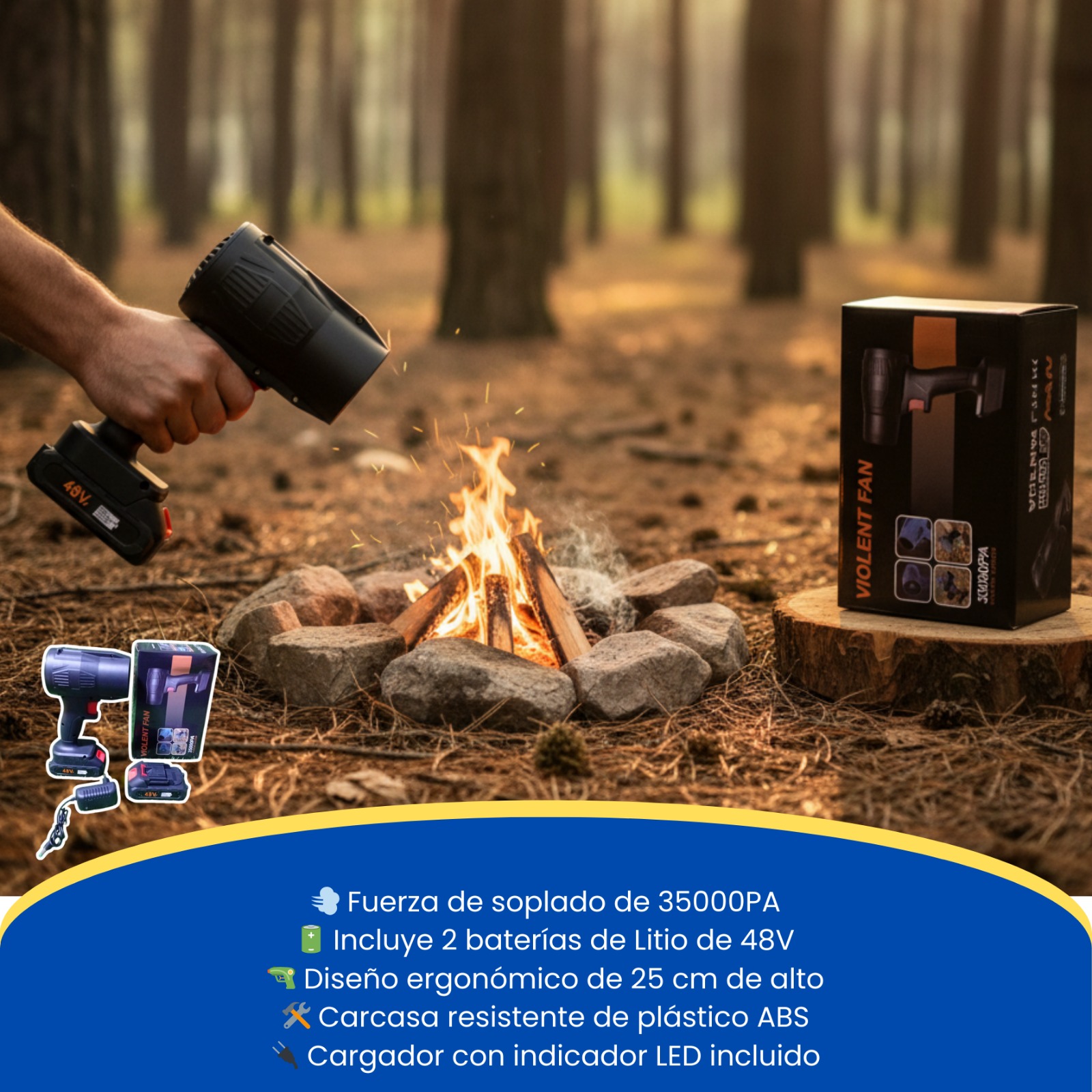 Soplador Turbo 35000PA VIOLENT FAN 48V Inalámbrico - Multiusos - Imagen 2